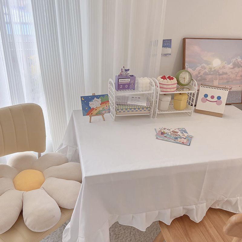 A672 tablecloth ins style Japanese Harajuku style fabric dining table tablecloth student desk lace solid color Nordic coffee table decoration