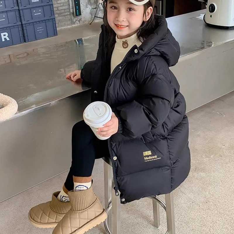 -30 Kids Winter Girls Padded Jackets Thick Warm Waterproof Shiny Hooded Coats Children Outerwear Clothes Teen Park 5-14 Years Z250524