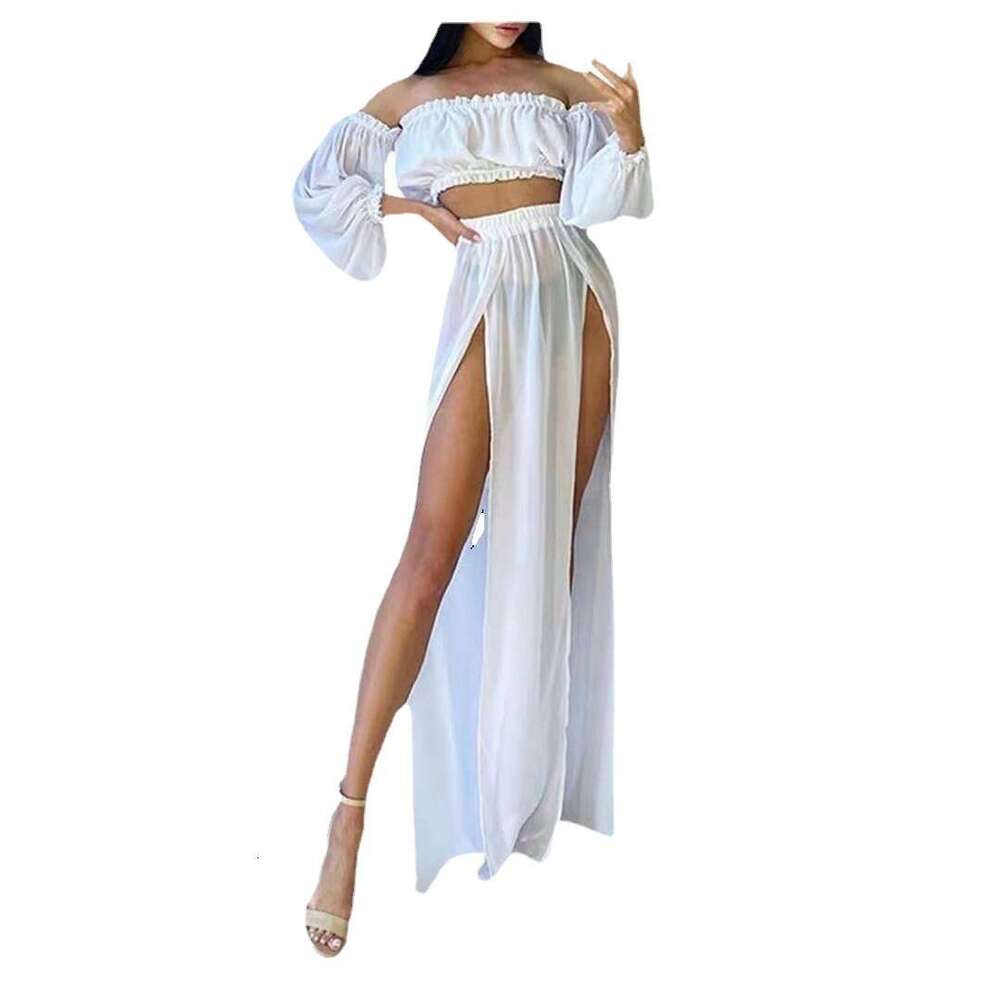Maxi Dress Skirt Beach Sleeved High Waisted Set Long Strapless Dress Women S Clothing Autumn Top Long Dress