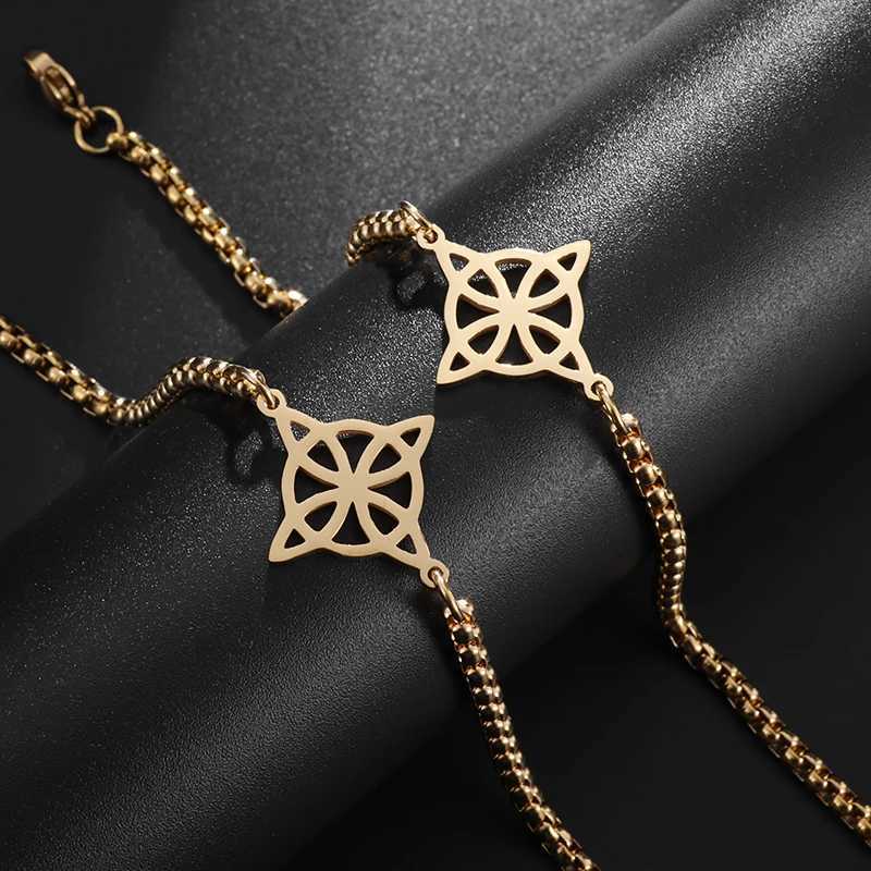 Witch Knot Bracelet Stainless Steel Celtic Knot Witchy Symbols Layered Bracelet Adjustable Charm Bracelet for Men Women GirlsXJ250524