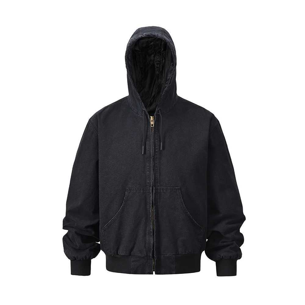 Y2k Vintage Washed Winter Hooded Padded Cotton Jacket for Men and Women Lapel Baggy Casual Clothing Jackets Men Thick Coat W250524