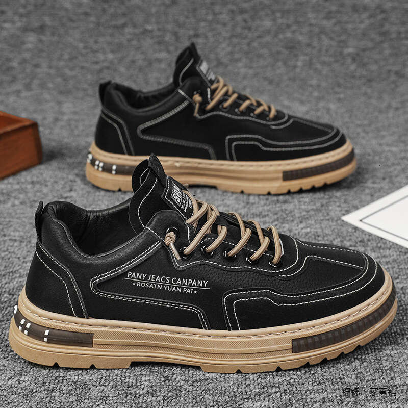 Men's Shoes Waterproof And Dirt Resistant Workwear Shoes Mens 2025 Spring New Style Anti Slip And Wear-resistant Casual Board Shoes Thick Soled R