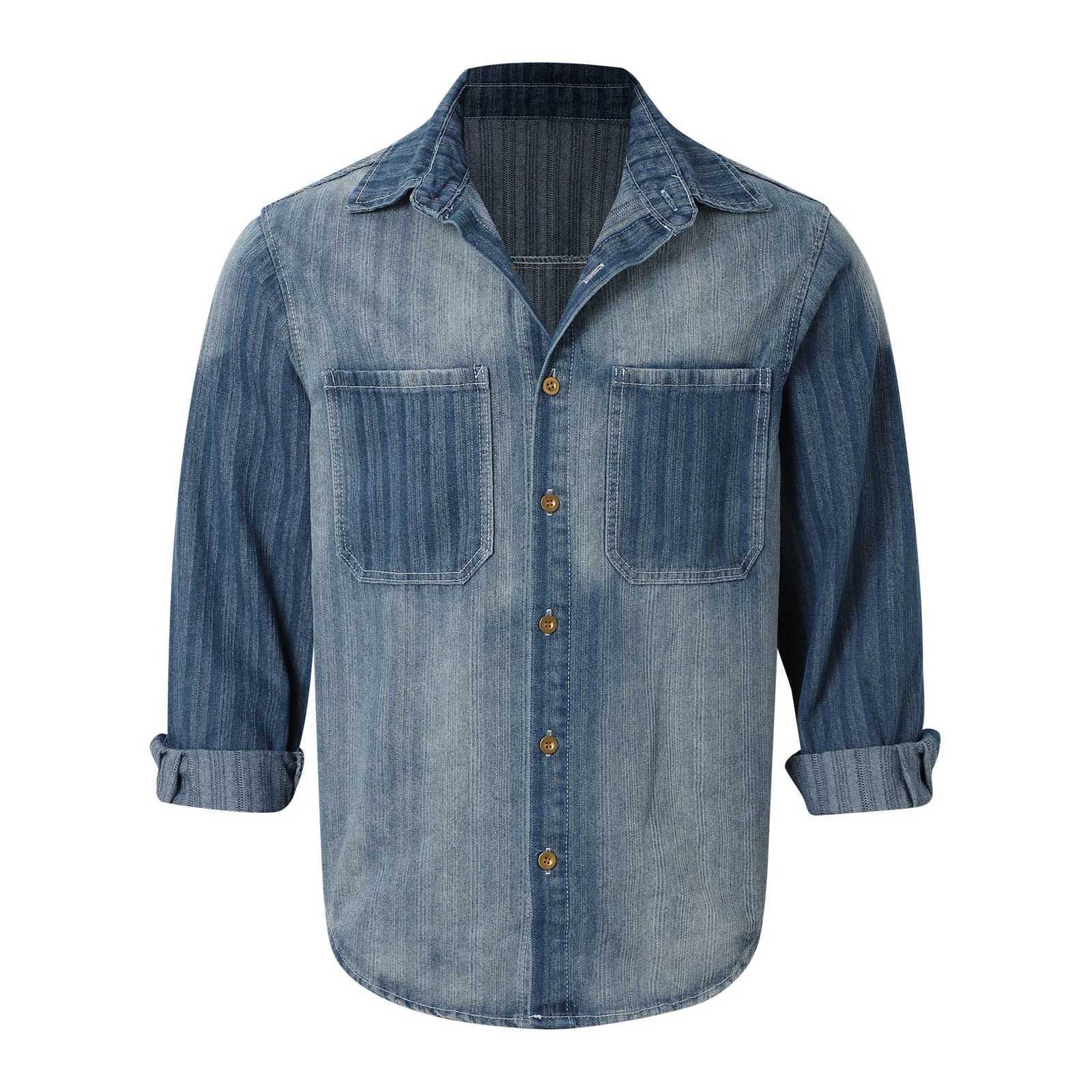 MenS Denim Jacket Cowboy Retro Cotton Denim Coat Spring Loose Fit Jeans Jacket Outerwear Japanese Harajuku Washed Denim Shirt W250524