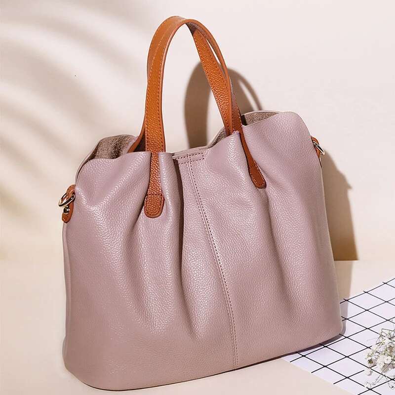 Women's Genuine Leather Large Capacity Brand Shoulder Top Layer Cowhide Fashionable Tote Bag Luxurious Women Handbag