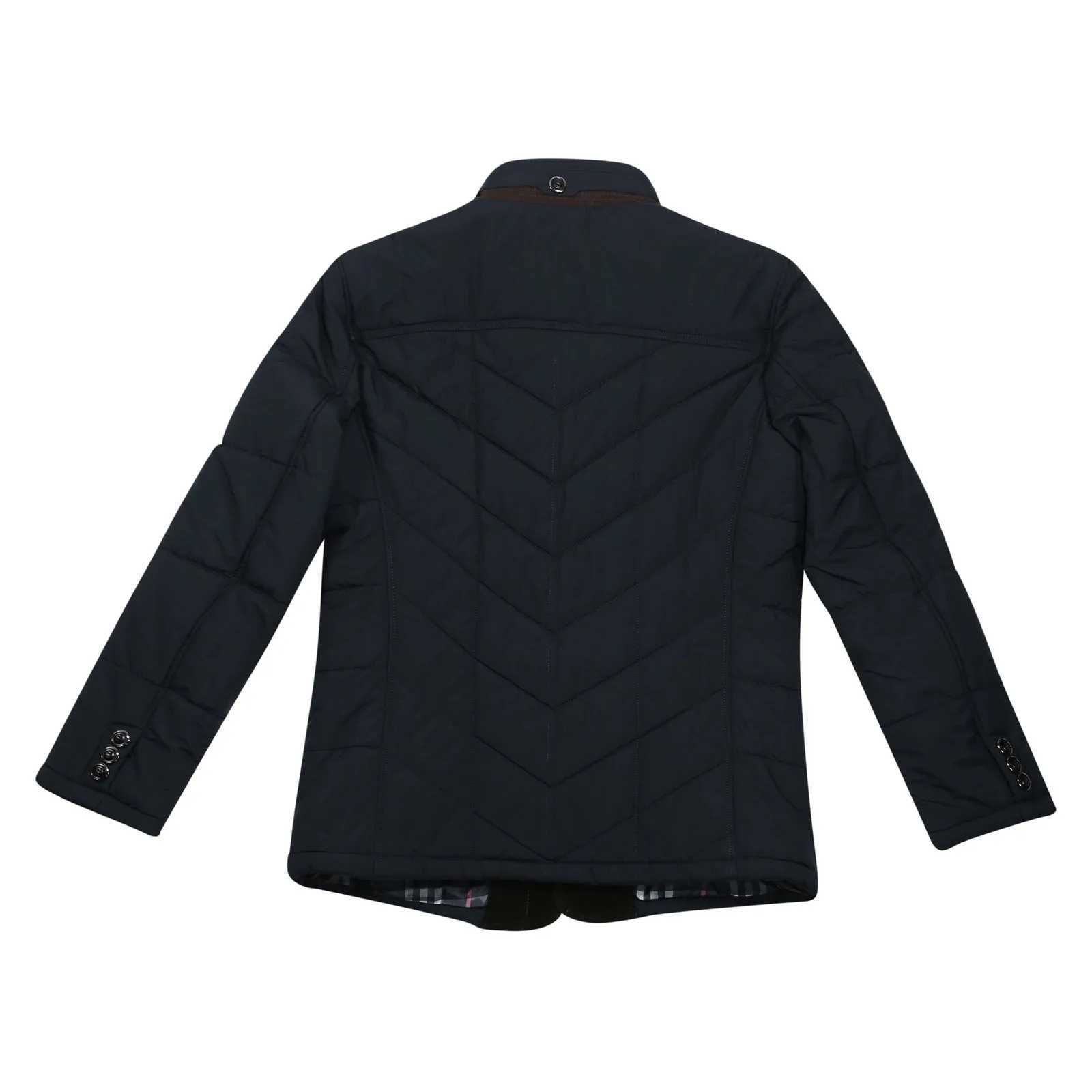 Mens Winter Warm Cotton-Padde Clothes Middle-aged Male Solid Color Long Sleeve Zipper Button Stand Collar Thermal Outwears Coat W250524