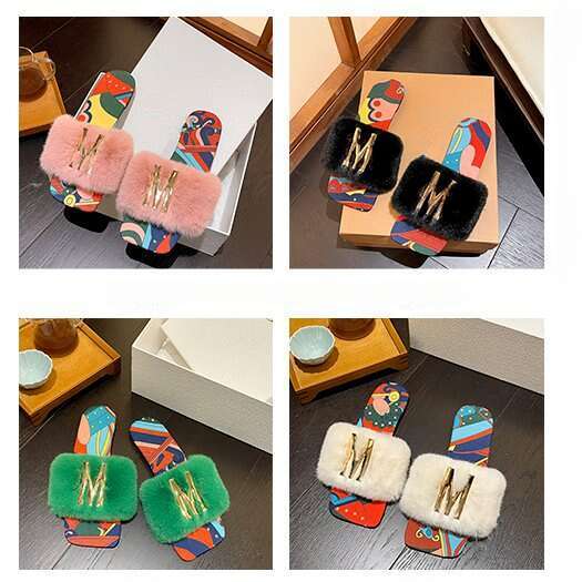 Slippers Women's Fashion 2025 New Colorful Sandals Versatile Outerwear Large Sandals One Line Flat Slippers Designer Sandals