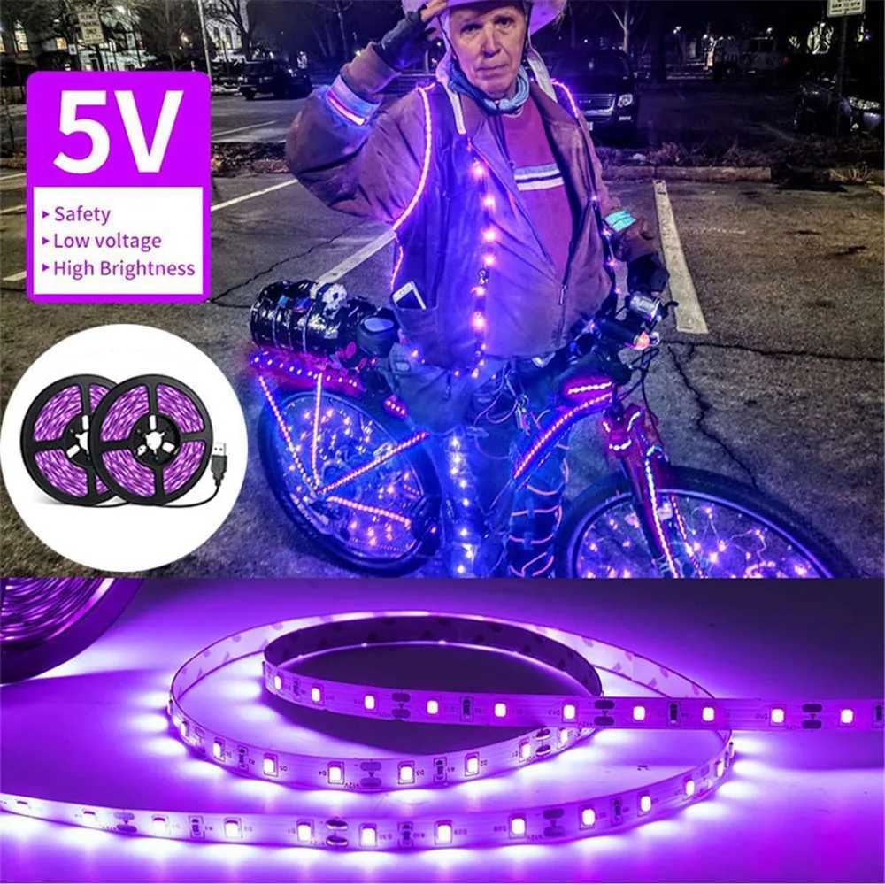 UV Led Strip light 5V UVA Light 395-405nm SMD2835 Ultraviolet Ray LED Diode Ribbon Purple Tape Lamp USB With Switch 60LEDs/m W250524