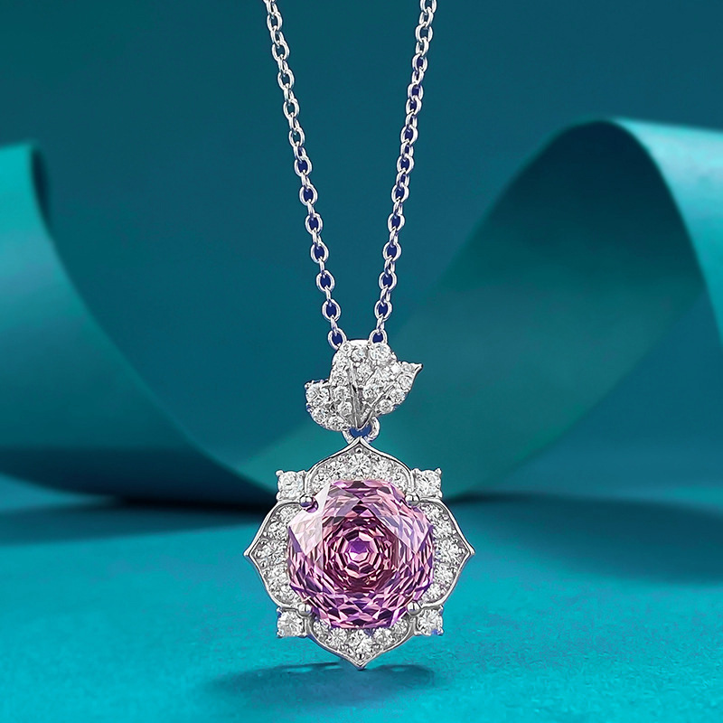 S925 sterling silver rose petal necklace 10mm rose purple red pendant personalized fashionable necklace pendant engagement birthday anniversary jewelr