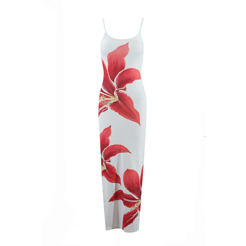 Maxi Dress Feng Summer Women S New Sexy Hanging Strap Flower Print Slim Fit Long Dress Floral Dress