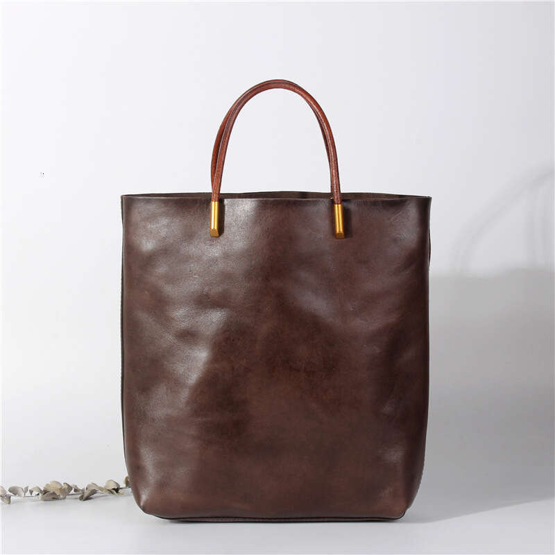 Tote Bag Head Layer Cowhide Crossbody Bag Genuine Leather Women S Artistic Handbag Commuting Niche Vegetable Tanned Leather Tote Bag Lady Bags