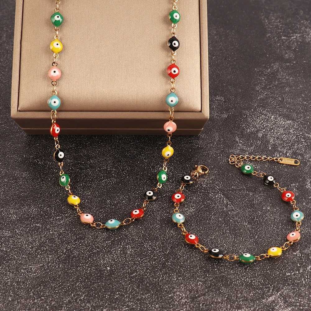 316L Stainless Steel Enamel Turkish Evil Eye Bracelets For Women Colorful Evil Eye Charm Bracelets Female Jewelry Gift XJ250524