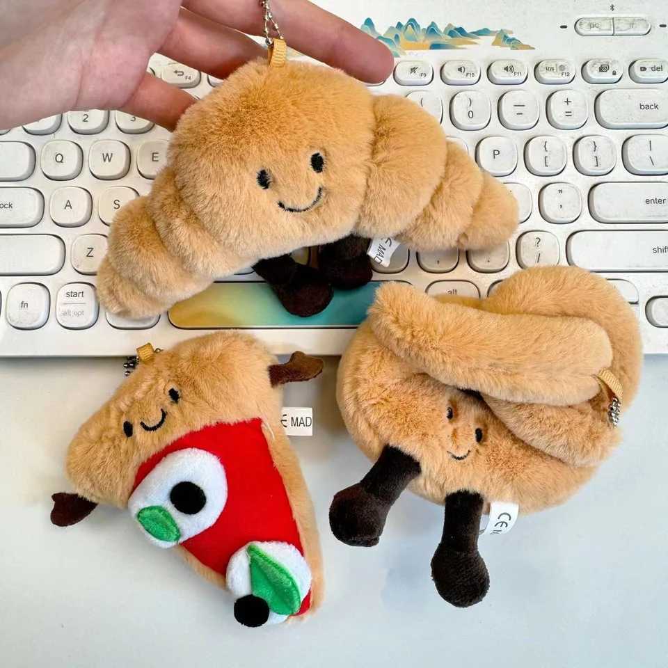 JellyCat Bread Plush Pendant Toy Croissants Roll Pizza Bread Plush Doll Keychain Decoration Backpack Pendant Cute Birthday Gift W250524
