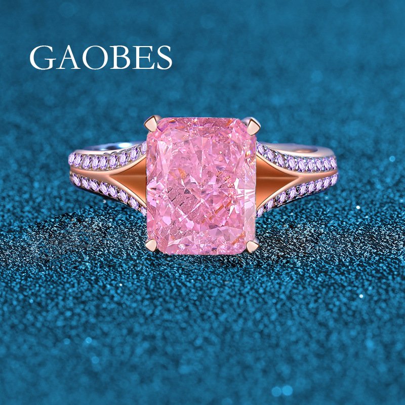 Elegant Rose Gold S925 Sterling Silver Engagement Ring with Cushion Cut Diamond & Purple Accent Stones, Perfect for Weddings & Special Occasions
