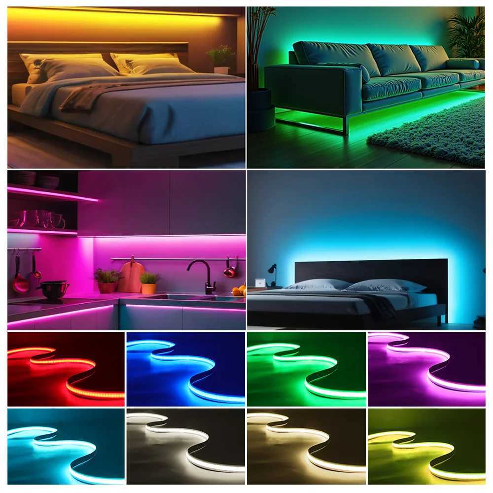 5V USB LED COB Light Strip Touch Dimmer Flexible Diode Tape 5mm 320Leds/m Linear Ribbon Indoor Lighting DIY TV Mirror Backlight W250524