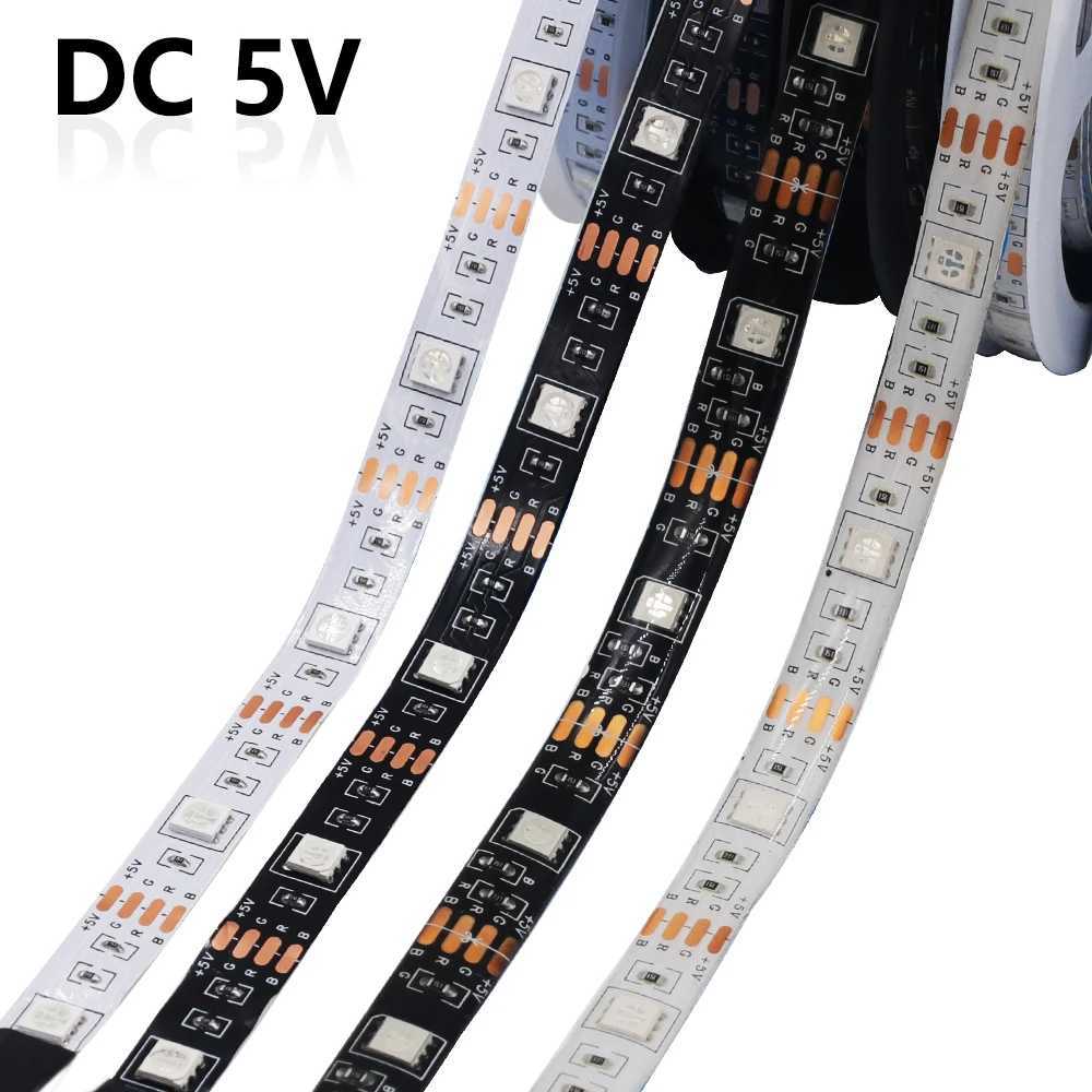 5V RGB LED Strip 5050 30LEDs/m Waterproof IP21 IP65 Flexible LED Tape Ribbon White/Black PCB TV BackLight 0.5m 1m 2m 3m 4m 5m W250524