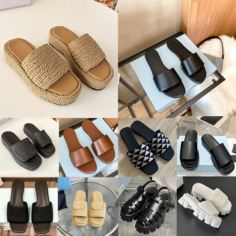 Free shipping 2025 sandals women designer slides flat sandals slippers platform slide triangle slipper summer brown sandal sandles womens shoes