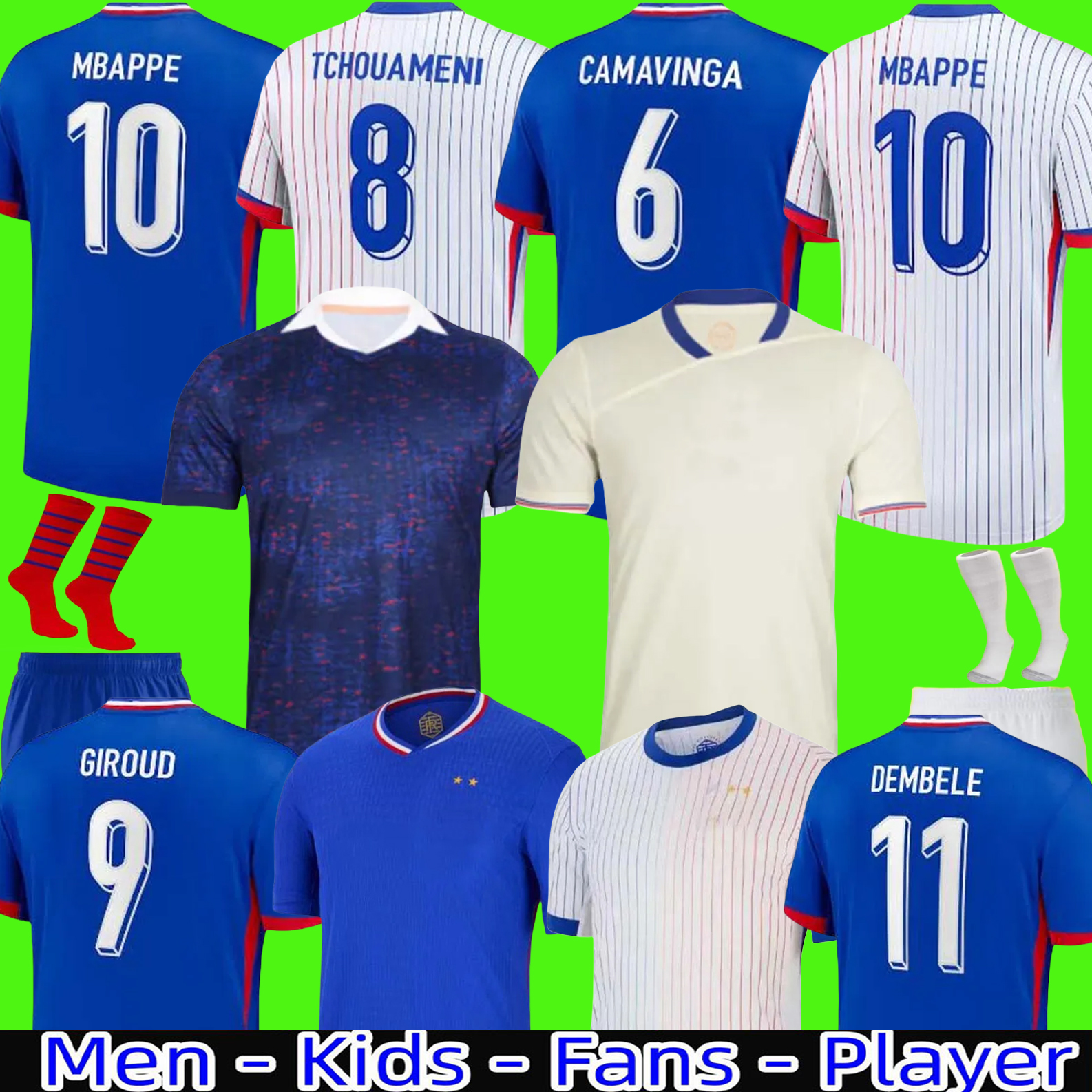 24 25 Club Full Sets French Jersey Soccer Jerseys 2024 GIROUD MBAPPE GRIEZMANN SALIBA Maillot De Foot Equipe Maillots Kids Kit Women Men Football Shirt