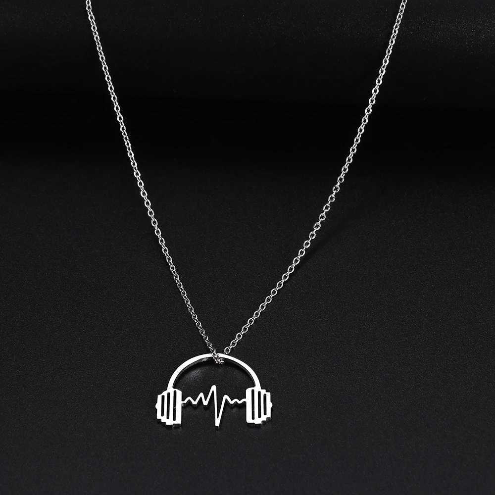 Stainl Steel Necklaces Headphone She Music Hip Hop Pendant Chain Collar Fashion Necklace For Women Men Jewelry Party Gifts XJ250524