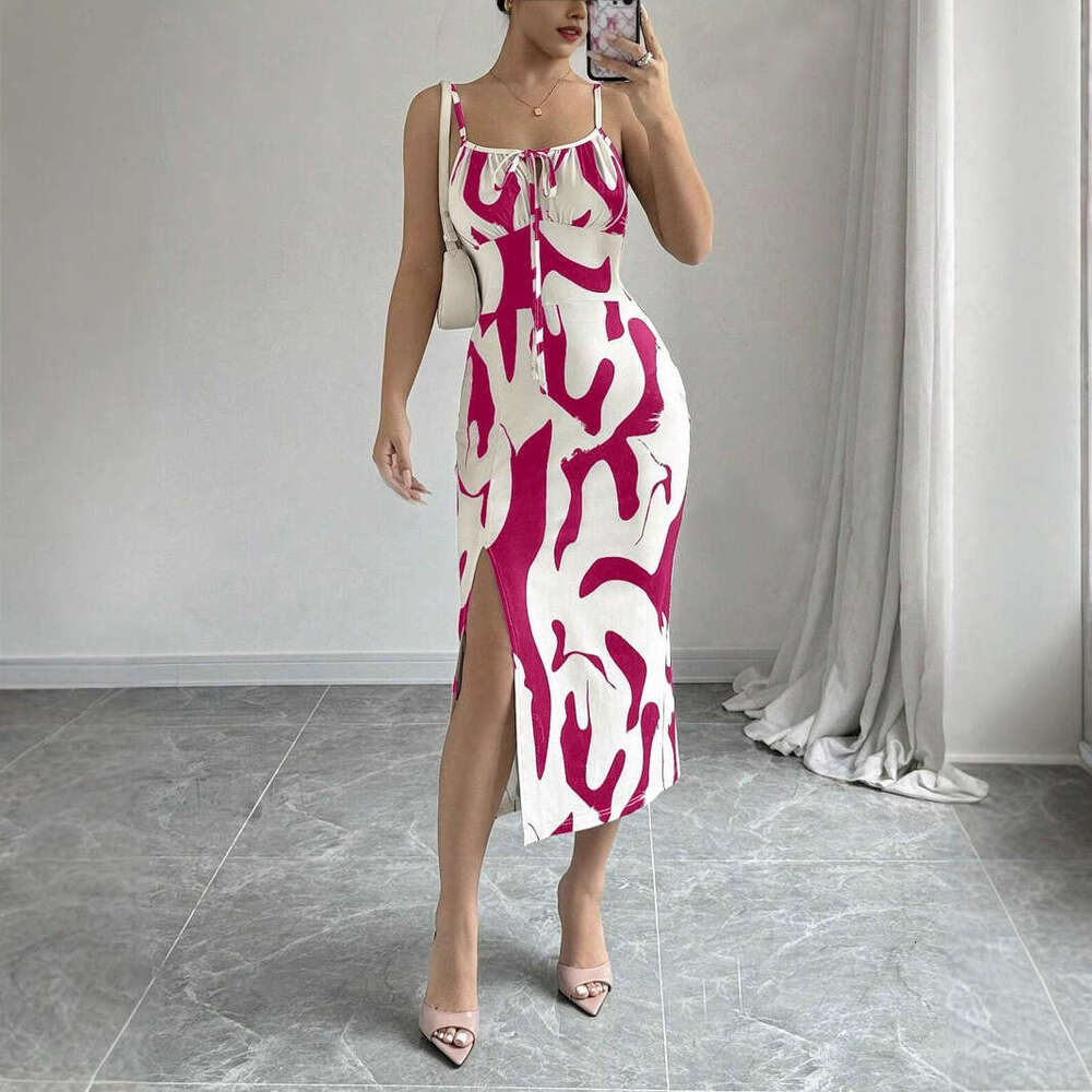Maxi Dress Spring And Summer New Hot Selling American Ins Style Printed Leopard Print Suspender Dress Floral Dress
