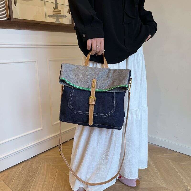 denim bags Large capacity women 2025 new design single shoulder denim casual crossbody bag lightweight tote bag for commuting
