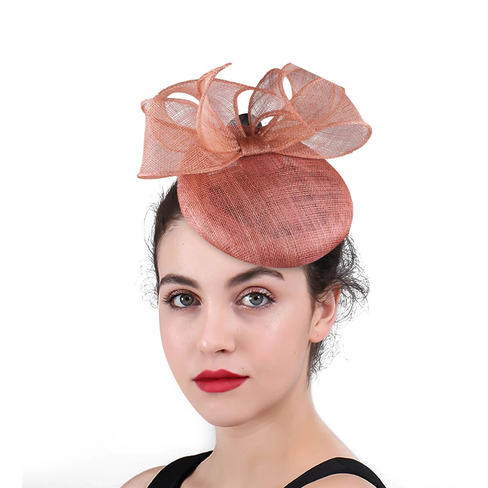 High quality Sinamay Women Wedding Fascinator Hats Nice Feather With Bow Ladies Hair Accessory Headwear Party Floral Headpiece 250519