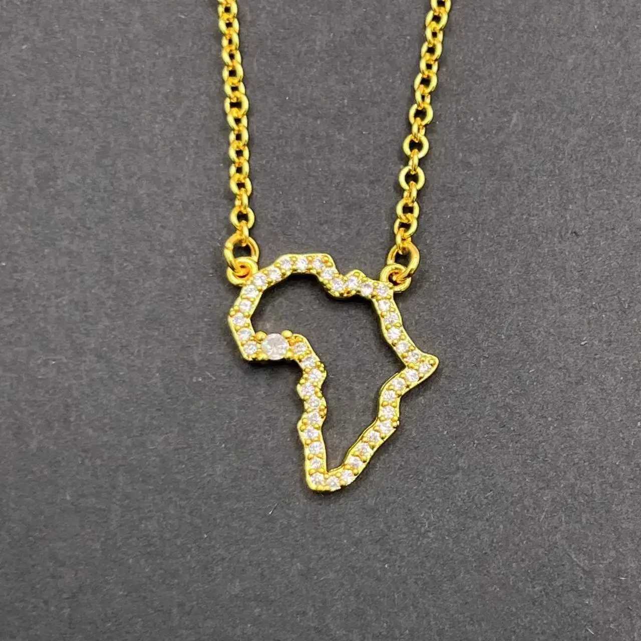 Africa M Pendant Necklace For Women Men Silver Gold Color Ethiopian Zircon Neck Chain Jewelry South African Gift Wholesale XJ250524