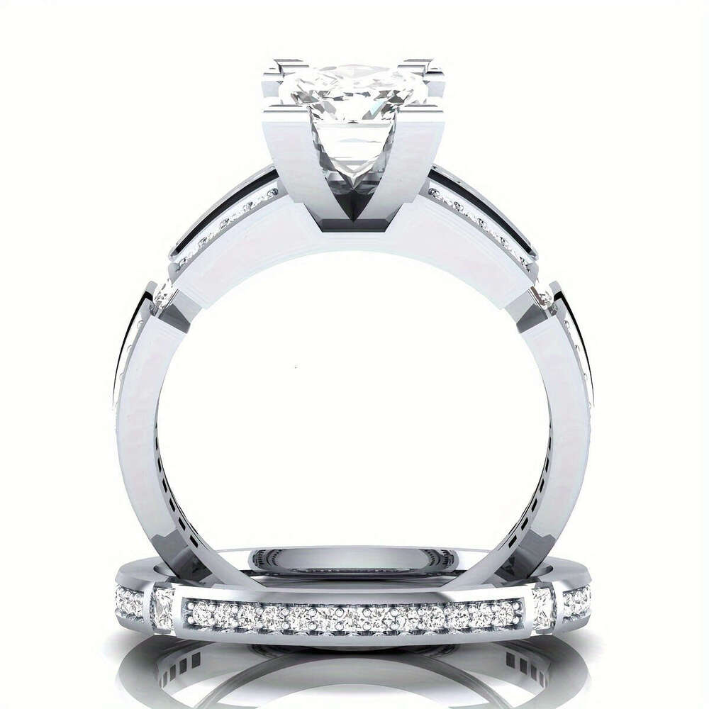 pc Sier Moissanite Decor Ring Birthday Weddings Holidays Gift Suitable For Both Men And Women
