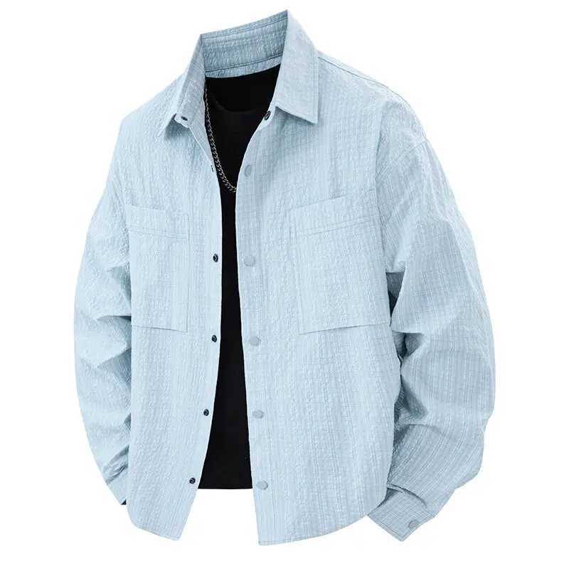 Jacket Mens 3D Hollow American Work Shirt Solid Color Casual Fashionable Jacket W250524