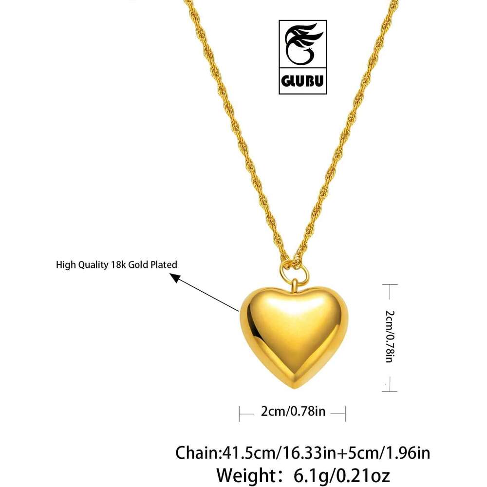 Heart necklace for women, fluffy heart shaped pendant 14K gold-plated simple snake chain gold layered necklace, fashionable jewelry