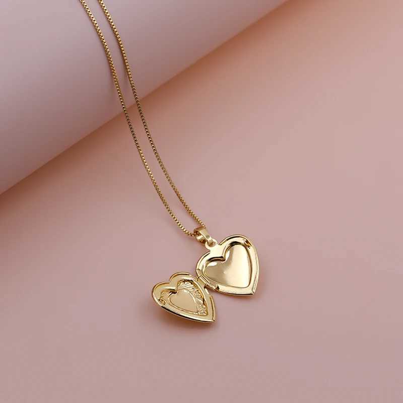 2023 simple fashion Heart Locket Pendants Necklaces For Women Gold Color Photo Frame Valentine rs Necklace 45 cm Gift JewelrXJ250524