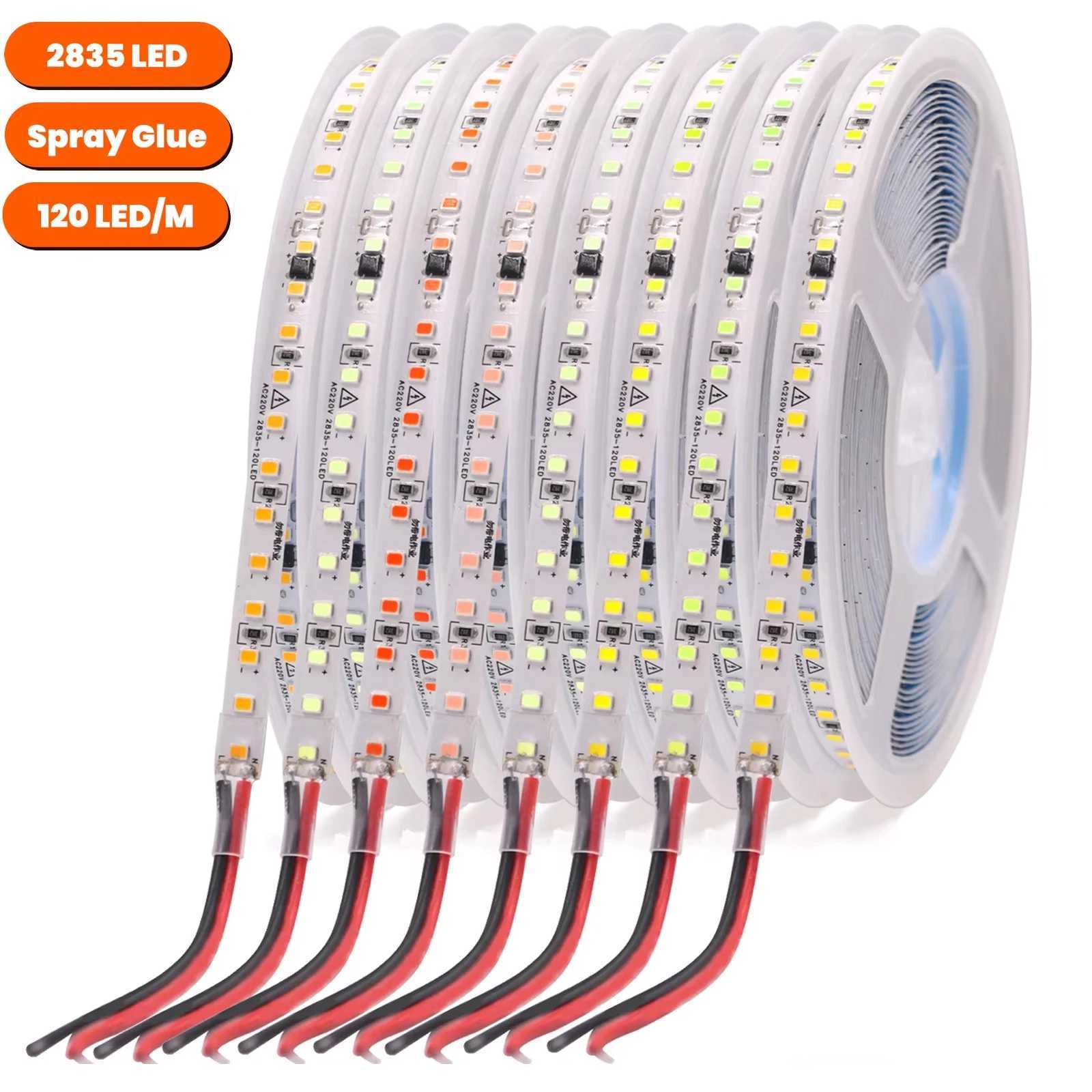 220V 240V LED Strip 5M 10M 20M 50M IP44 2835 120Leds/M Flexible Tape Ribbon 10CM Can Be Cut NO Need Driver Rope Light 9 Colors W250524