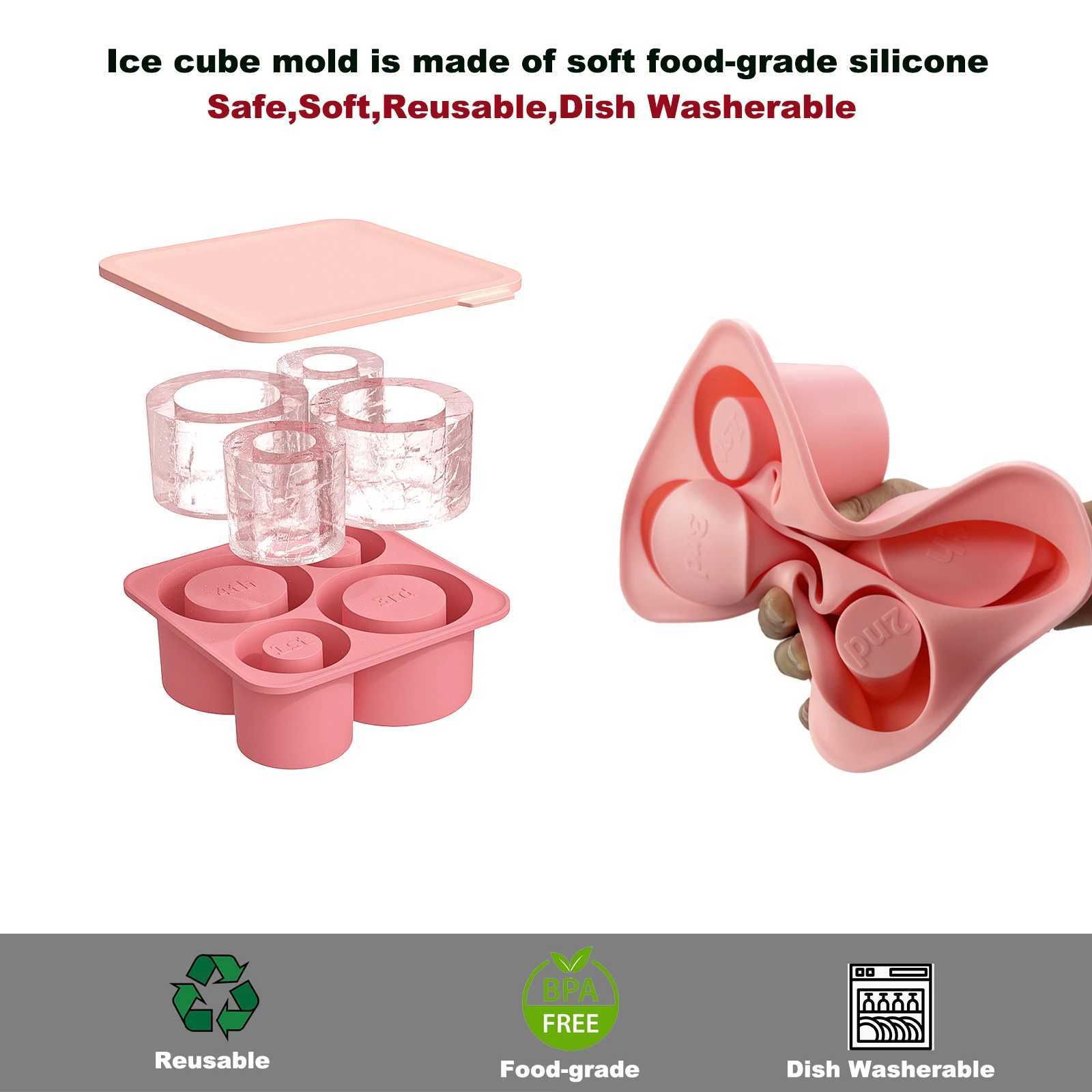 Silicone Ice Cube Tray Mold for Cup Tumbler 20oz 30oz 40oz Cylinder Ice Cube Maker with Lid Kitchen Accessories Gadget X250524