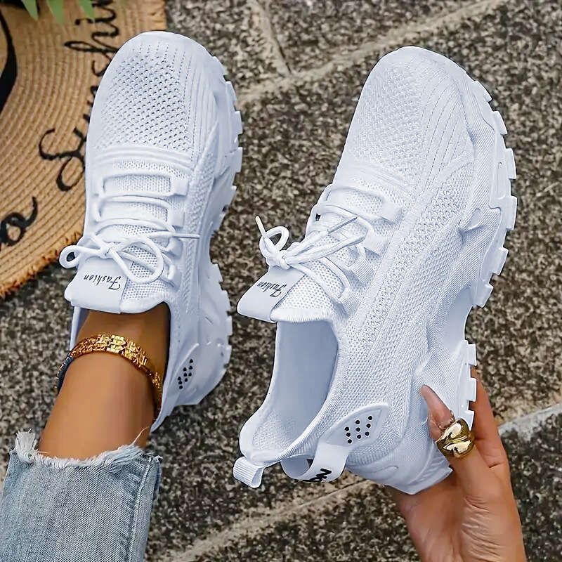 2025 New Women's Shoes Summer Versatile New Large Women's Lightweight Running Shoes Flyknit Breathable Casual Shoes Soft Soled Shockproof Sh