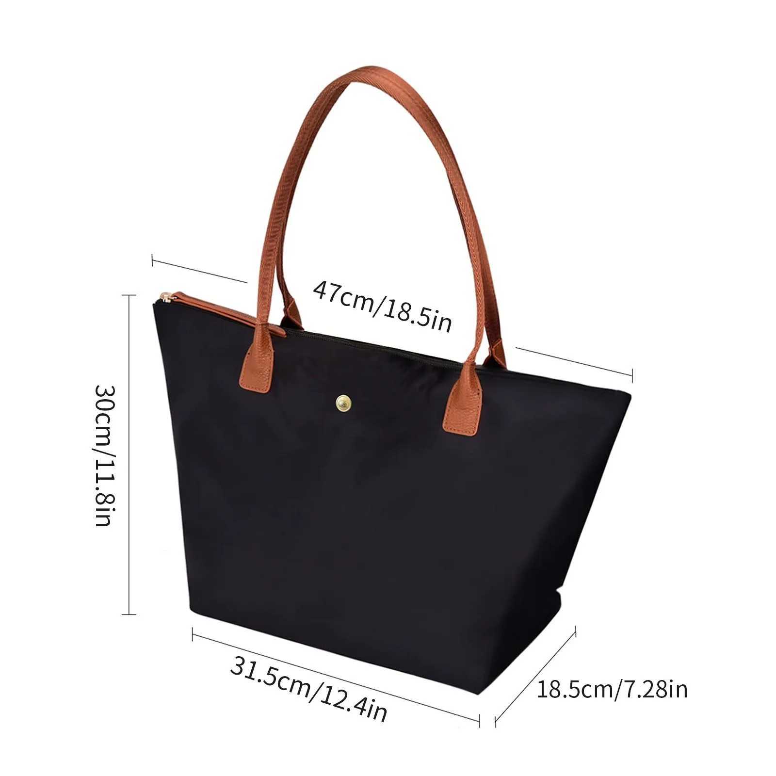 Large Capacity Shoulder Tote Bag for Women Nylon Top-Handle Purse Foldable Weekend Hobo Handbag Single Shoulder Soft Leather B W250524