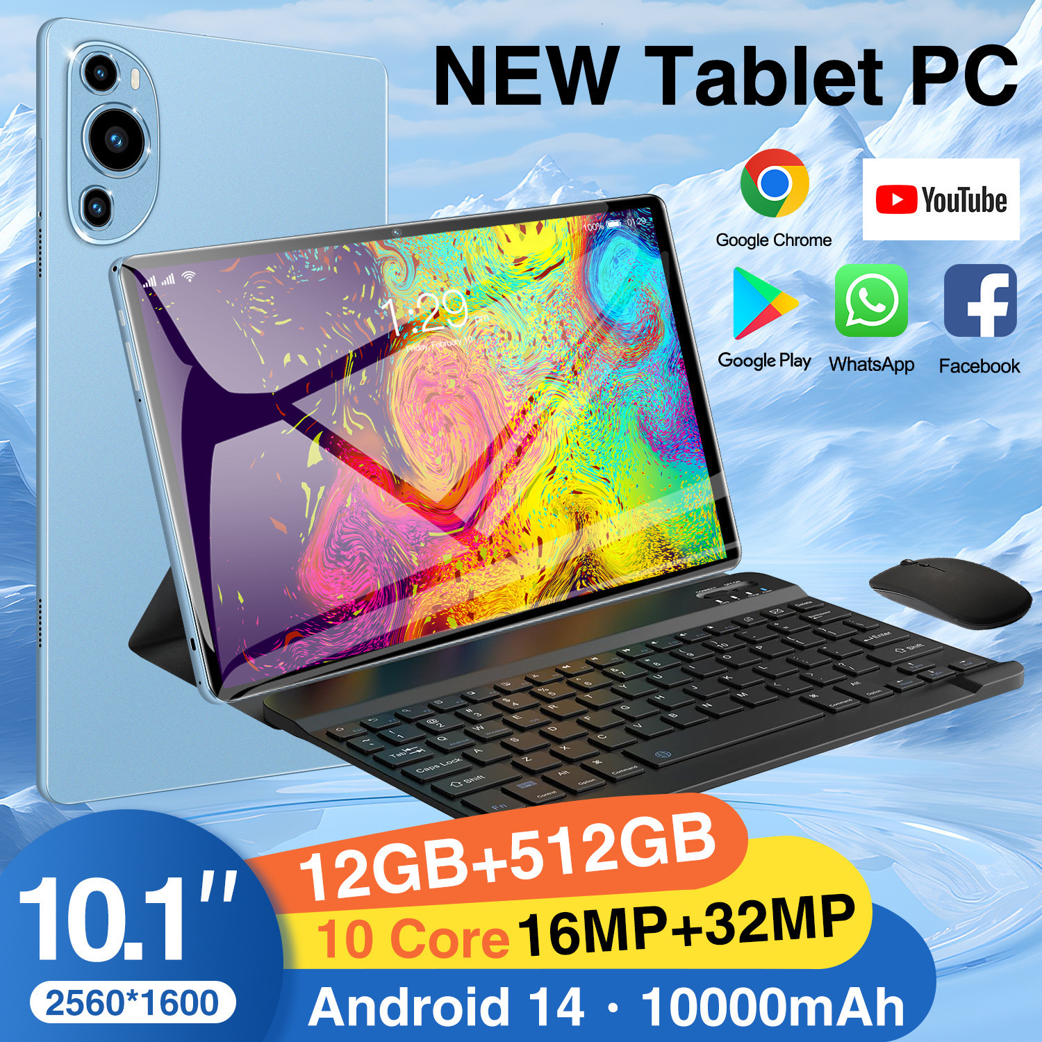 High-Definition Photography Tablet - 10 Inch with Hard Shell Anti-Drop Protection & Android 12 OS