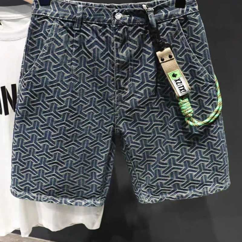 Male Denim Shorts Graphic Hip Hop Straight Mens Short Jeans Pants Cowboy Xl Original Jorts Stretchable Wih Zipper Harajuku Xxxl Z250524