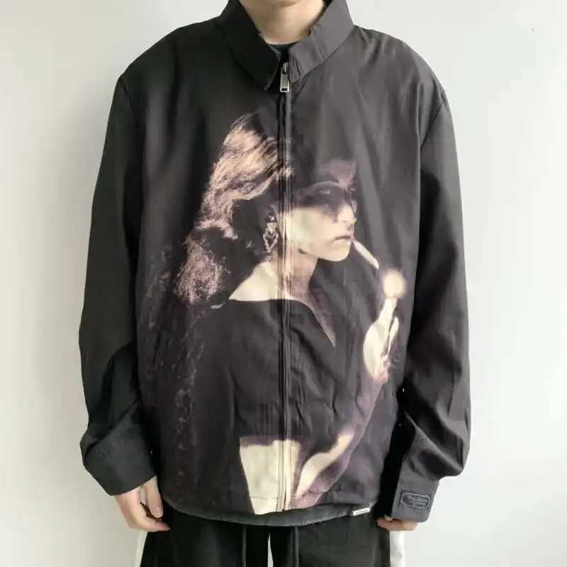 HKSH Spring Summer New Thin High Street Jackets European American Vintage Fashion Loose Retro Trend Portrait Printed Chic HK032 W250524