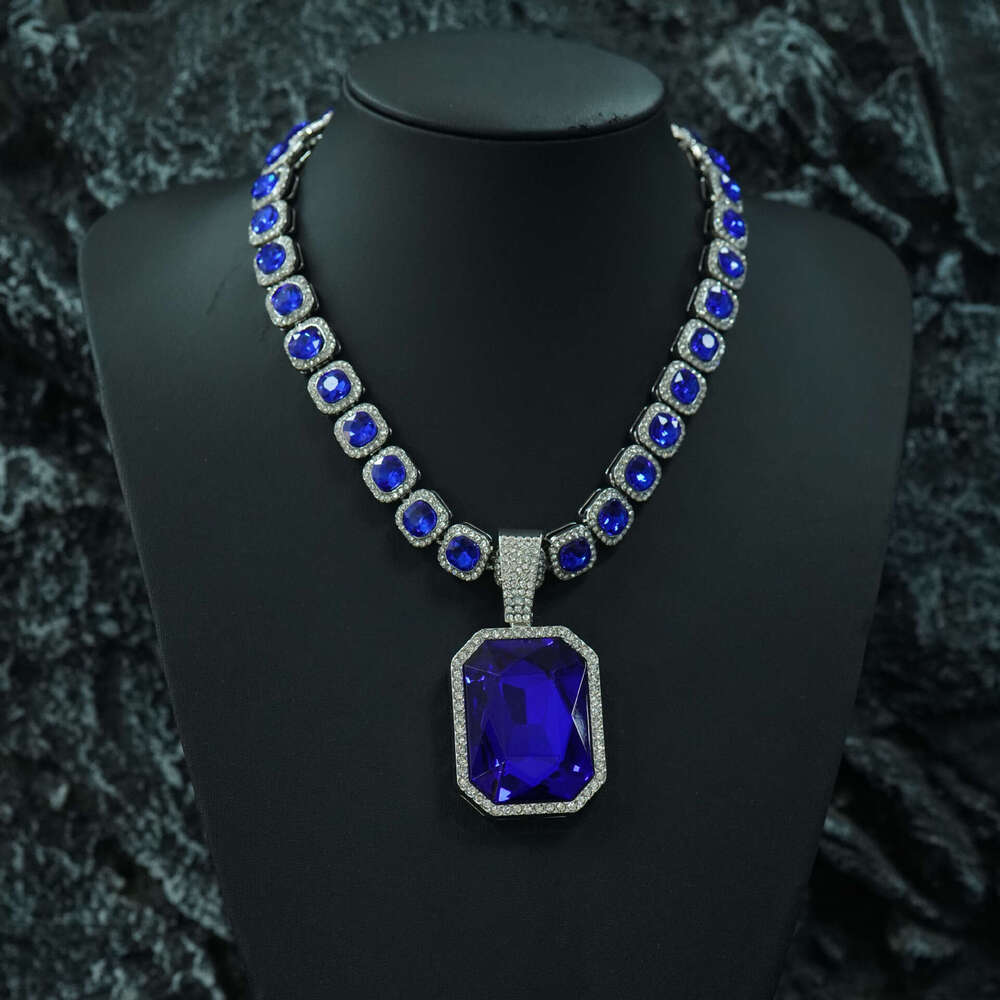 Hot selling color alloy pendant paired with colorful Cuban necklace hip hop cool necklace