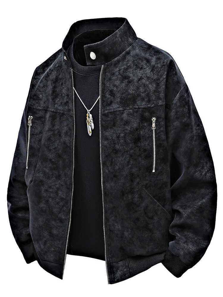 Spring and autumn mens casual lapel jacket mens new American retro brand loose handsome wear-resistant windproof jacket 8XL W250524