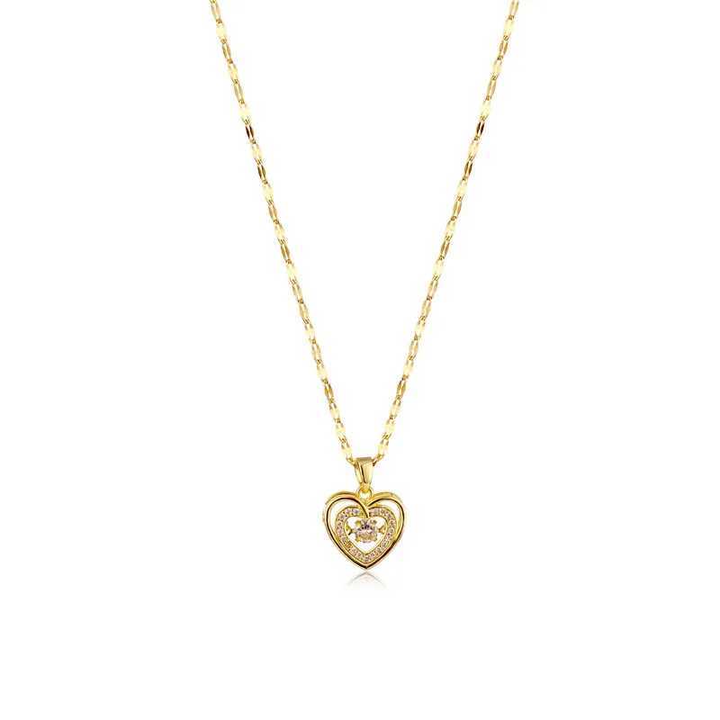 Cute Beating Heart Crystal Pendant Necklace For Women Korean Fashion Stainl Steel Clavicle Chain Female Sexy Wedding Jewelry XJ250524