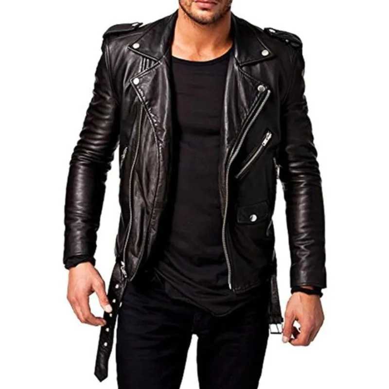 Mens Leather Jacket - Lambskin Winter Vintage Motorcycle Biker Jacket Moto Riding Racing Jacket motorcycle jacket W250524
