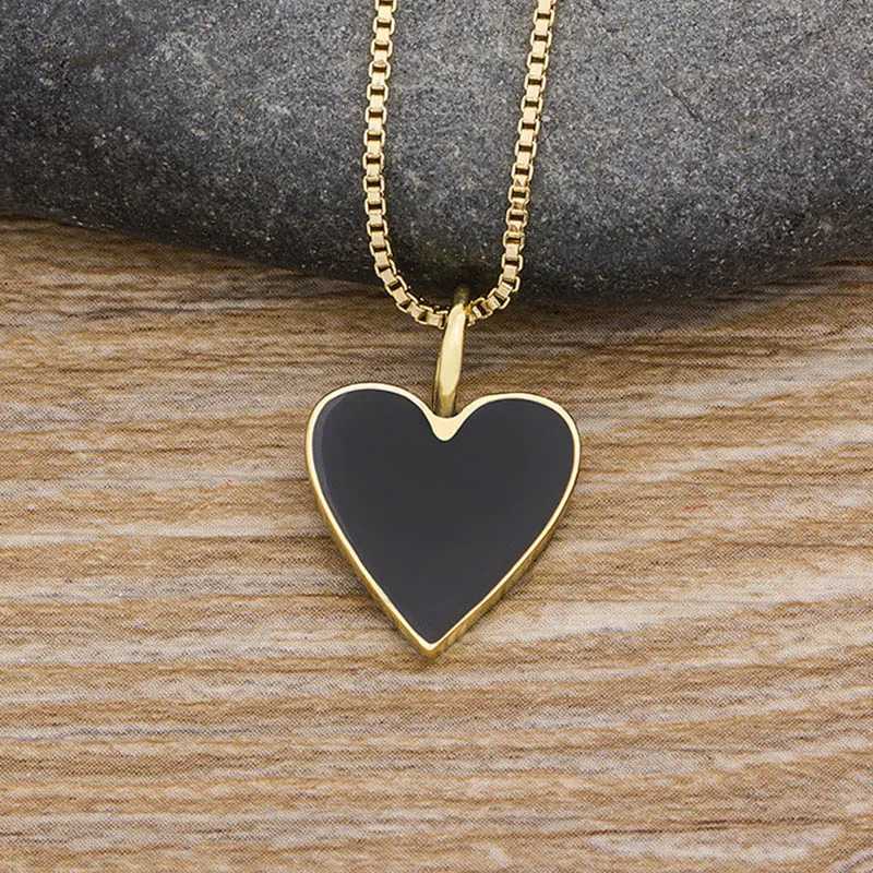 AIBEF Fashion Tiny Red Black Heart Dainty Necklace Gold Plated Women Chain Choker Enameled Pendant Jewelry Accories Girl Gift XJ250524