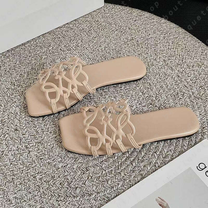 luxury designer shoe mules petal flip flops leather slide nonslip summer vacation beach lowel sandal women bra loewesandal loeweshoe&acy;loewe&ocy;loewetops 7x9c
