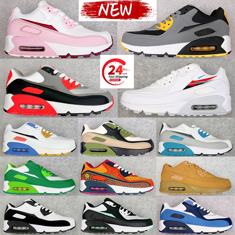 Designer 90s Running shoes For Men Women Triple Black white Mesh Leather Trainer Breathable Cushion Surface Outdoor Sneakers Sports