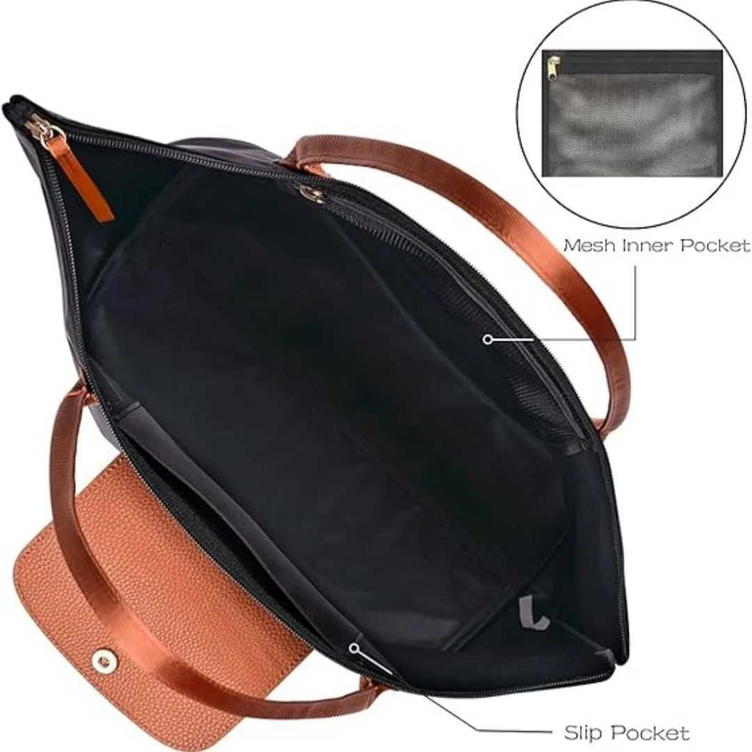 Large Capacity Shoulder Tote Bag for Women Nylon Top-Handle Purse Foldable Weekend Hobo Handbag Single Shoulder Soft Leather B W250524