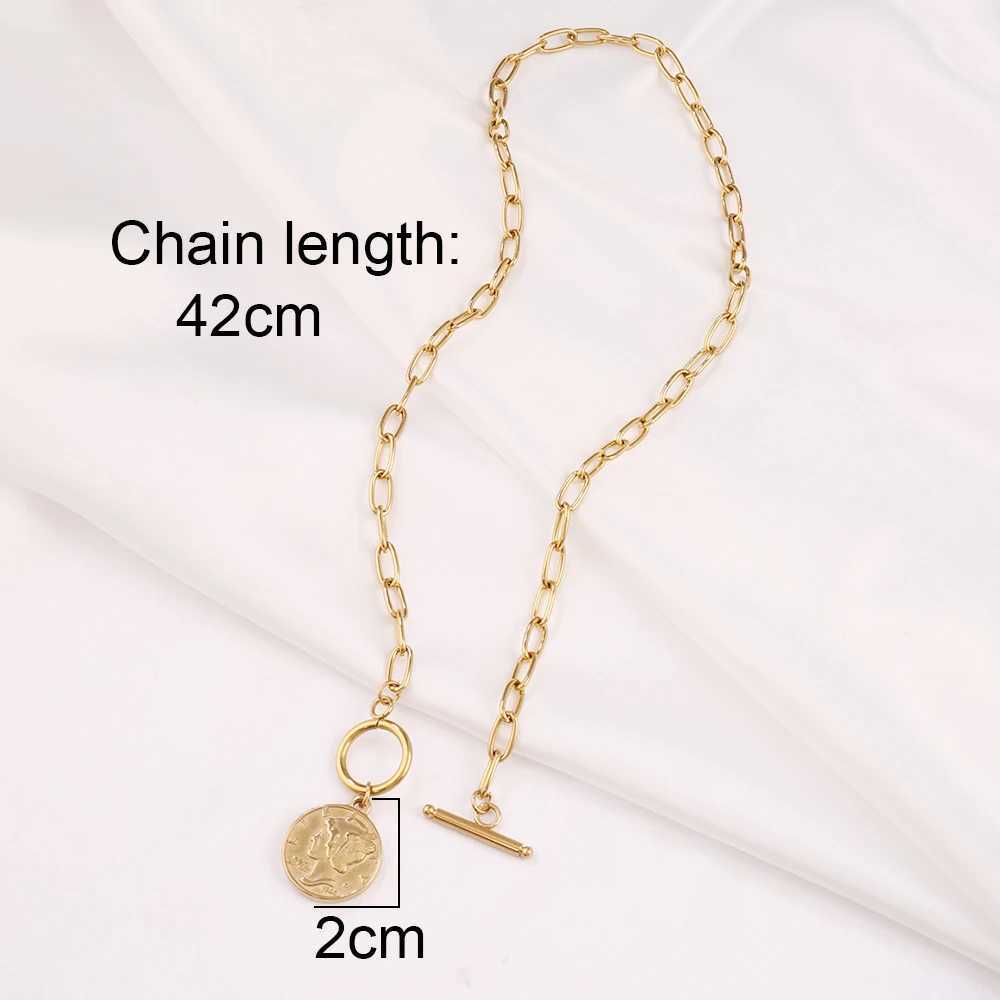 Vintage 316L Stainl Steel Carved Queen Coin Pendant Necklace For Women Men Round Portrait Coin Rope Chain Necklaces JewelryXJ250524