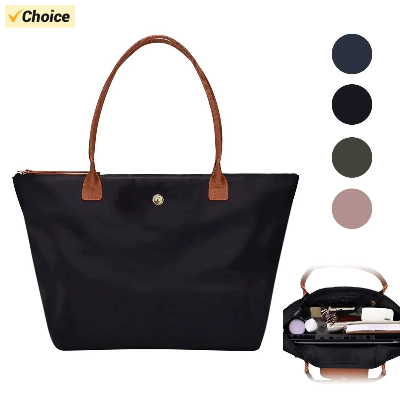 Large Capacity Shoulder Tote Bag for Women Nylon Top-Handle Purse Foldable Weekend Hobo Handbag Single Shoulder Soft Leather B W250524