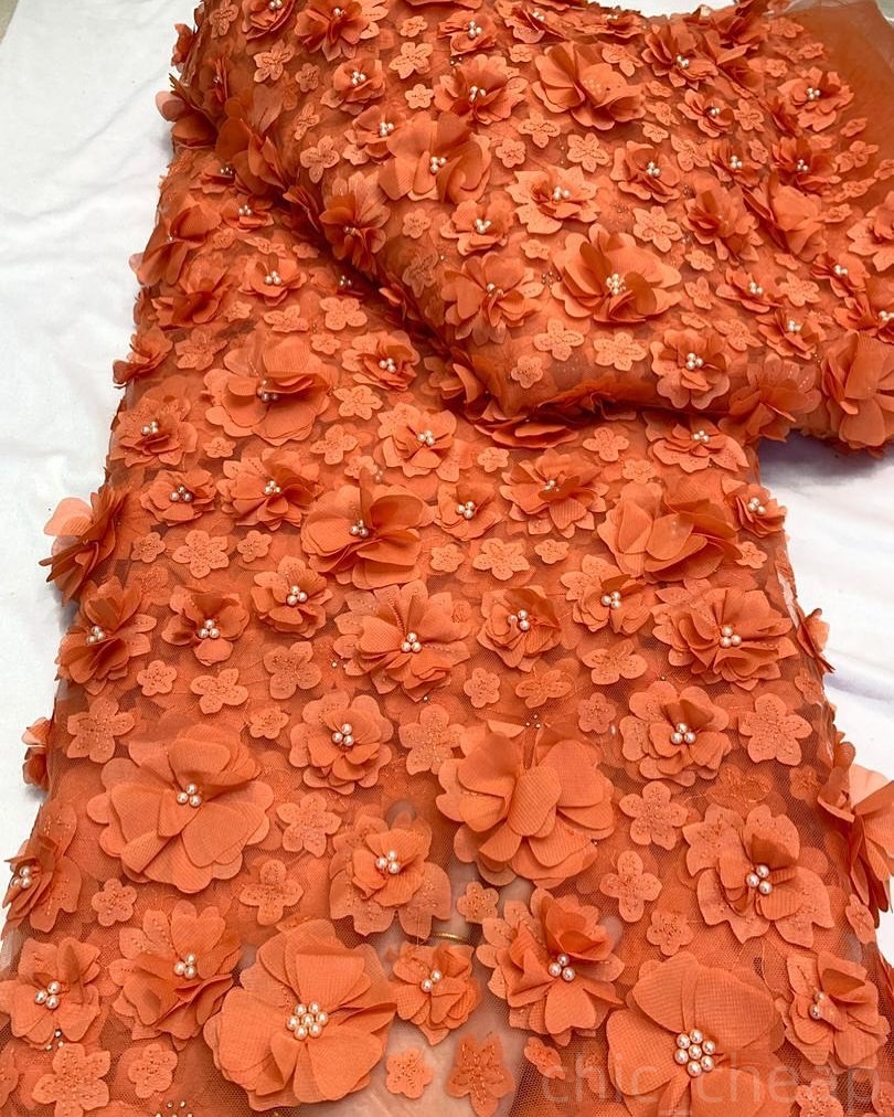 Orange Mermaid Prom Dresses 2025 Flowers Beaded Full Sleeves Evening Formal Party Second Birthday Engagement Gowns Plus Size Dress For Special Occasio
