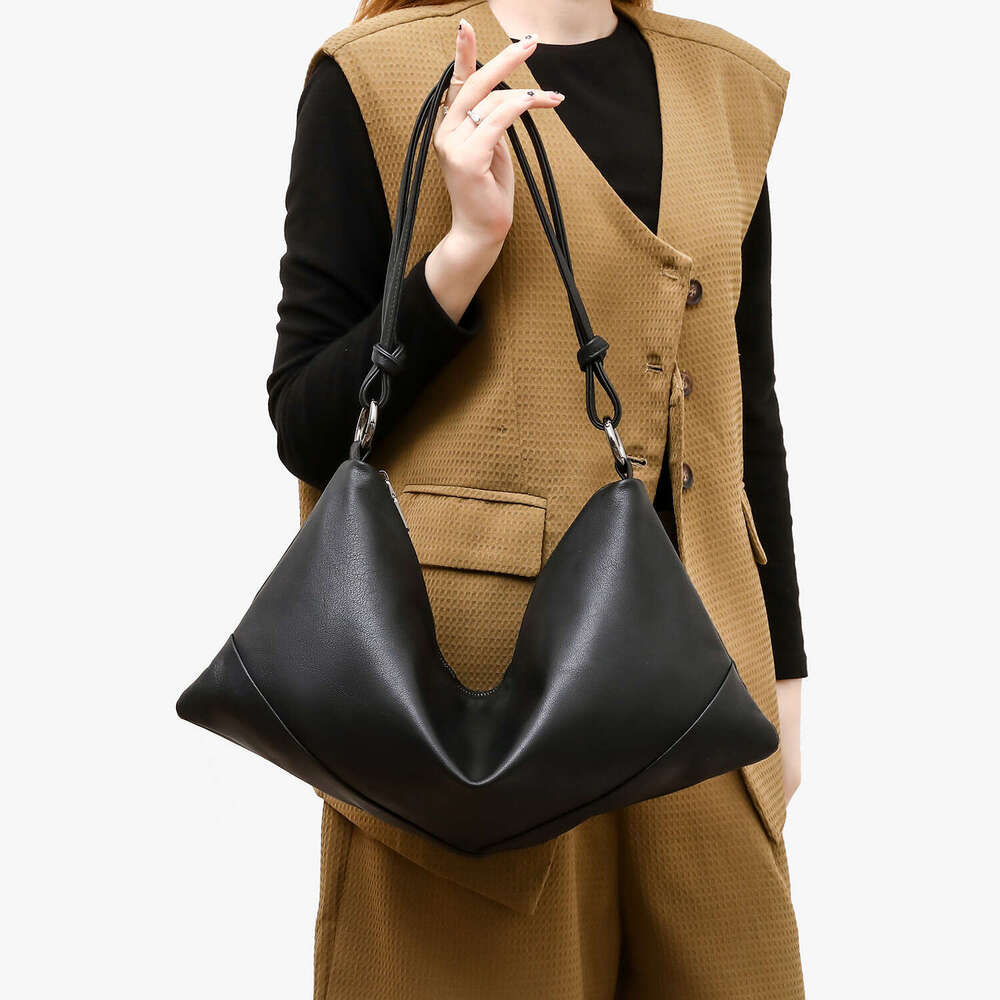 Tote Bag Genuine Leather Women's Bag Niche Design Large Capacity Tote Bag Original Innovative Solid Color Hand-Held Shoulder Crossbody Bag Lady B