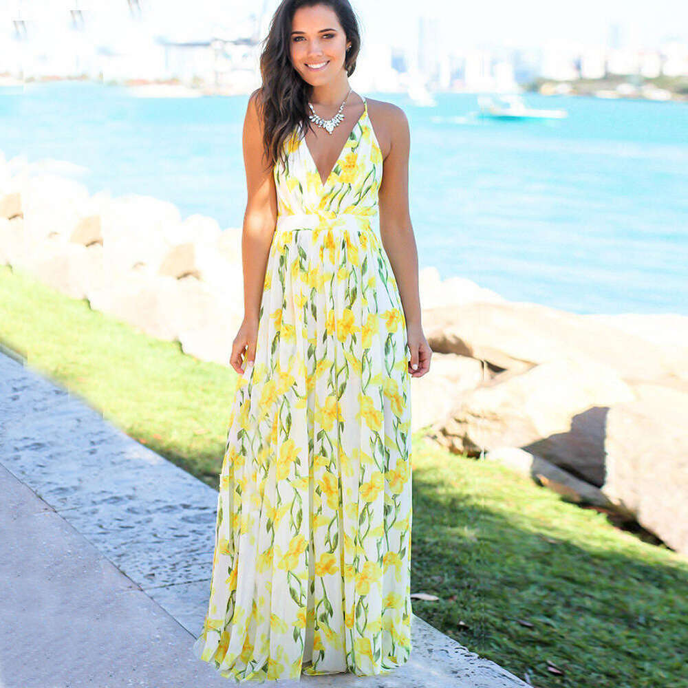 Maxi Dress Dress New Summer Women S Dress With Suspender Printed Beach Long Skirt Floral Dress